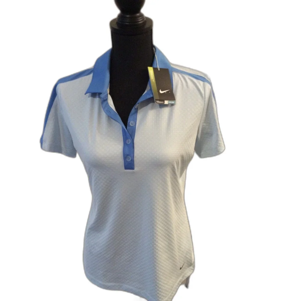 NEW NWT Nike Golf Tour Performance Powder Blue Short Sleeve Women's Size Medium